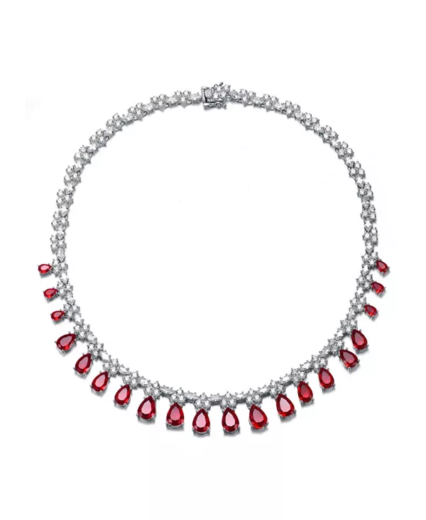 

Вечернее колье из стерлингового серебра с покрытием из белого золота и кубическими цирконами Genevive, red