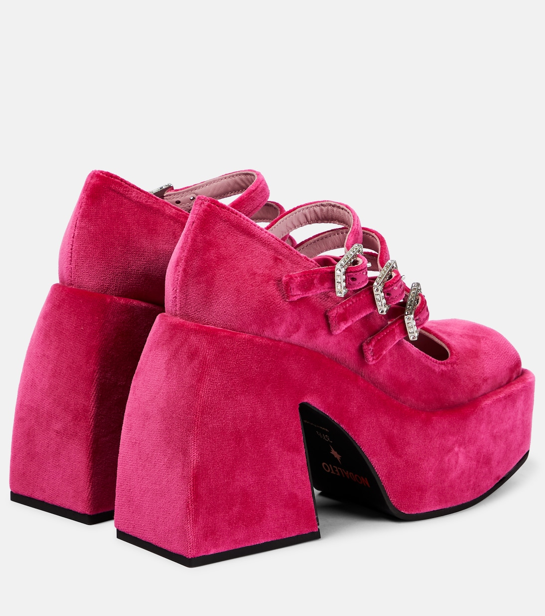 Бархатные туфли-лодочки Bulla Marietta на платформе Nodaleto, Pink Basooka Velvet — фото 3