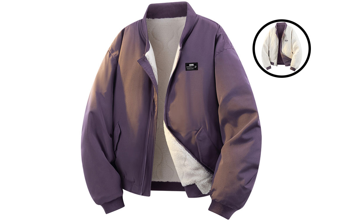 

Пуховик Unisex Baseball Collar Thickened ZIAREL, aurora фиолетовый[removable logo]