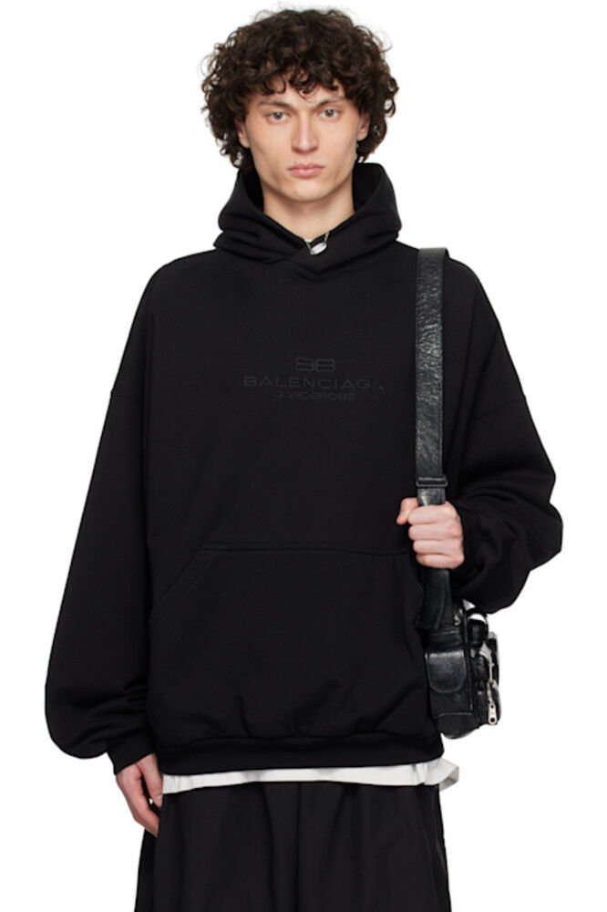 

Черная толстовка с капюшоном 'BB Garderobe' большого размера Balenciaga