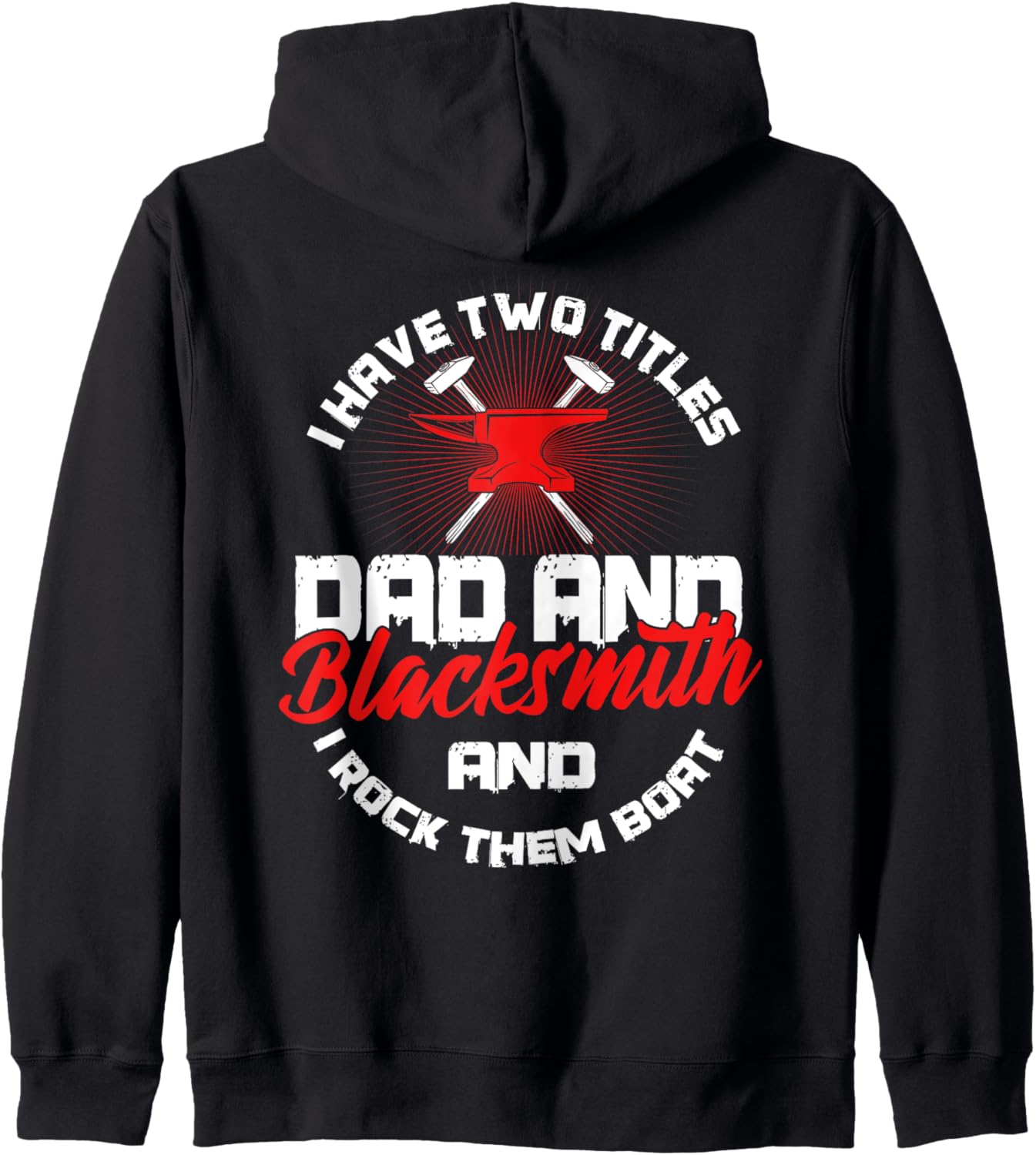 

Толстовка на молнии с изображением отца кузнеца на спине Blacksmith'S Gift, черный