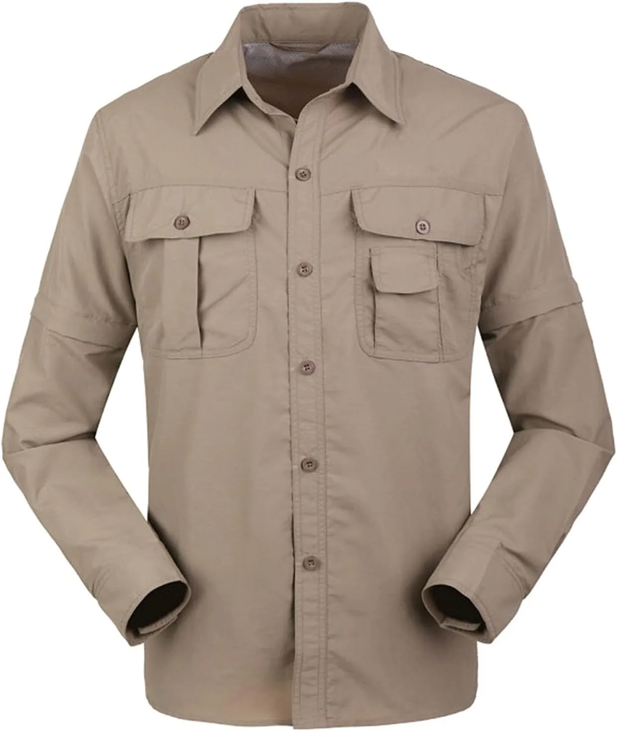 

Мужская сафари рубашка с длинным рукавом, карманами и защитой UPF50+ Xiaojmake