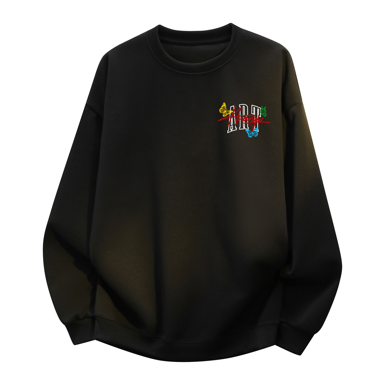 

Свитшот с круглым вырезом Unisex HUANQIU, черный (fleece-lined)