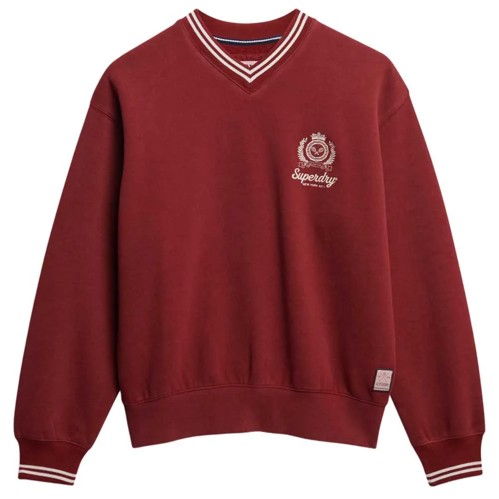 

Толстовка Superdry Country Club Loose V Crew, красный