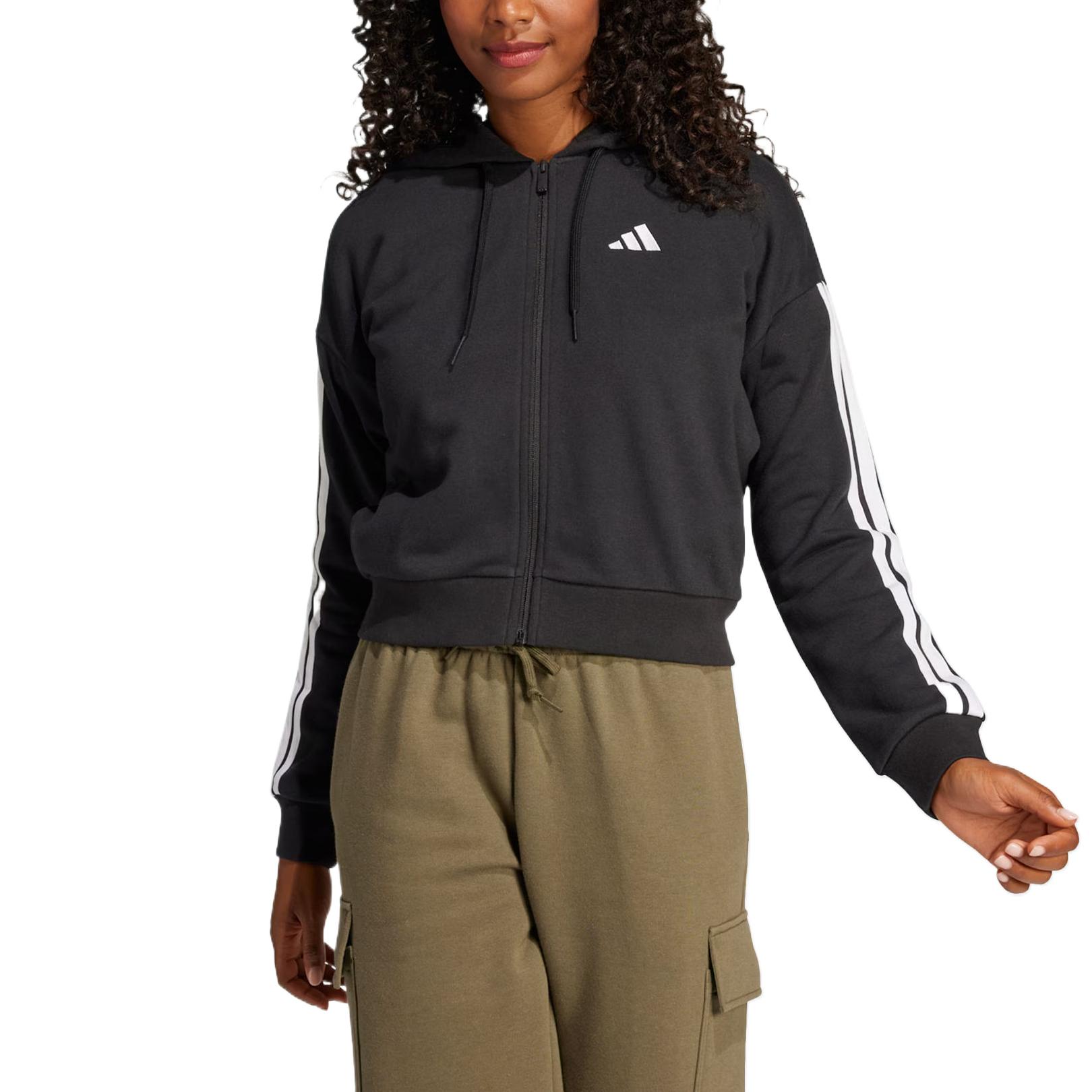 Adidas Женская куртка W 3S FT FZ HD черная, Black — фото 4