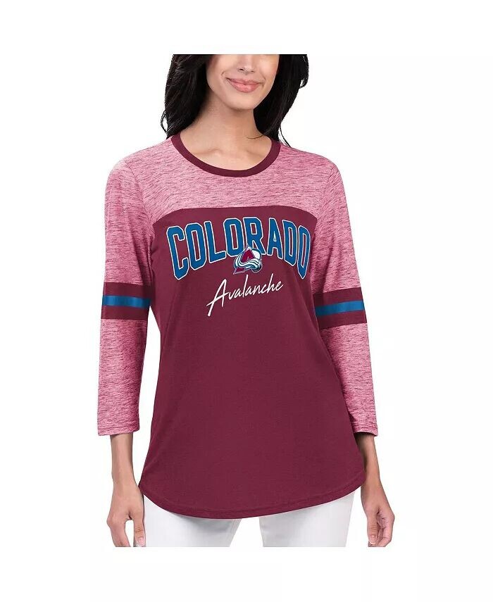 

Женская футболка Colorado Avalanche Play The Game 3 бордового цвета с 4 рукавами G-III 4Her by Carl Banks
