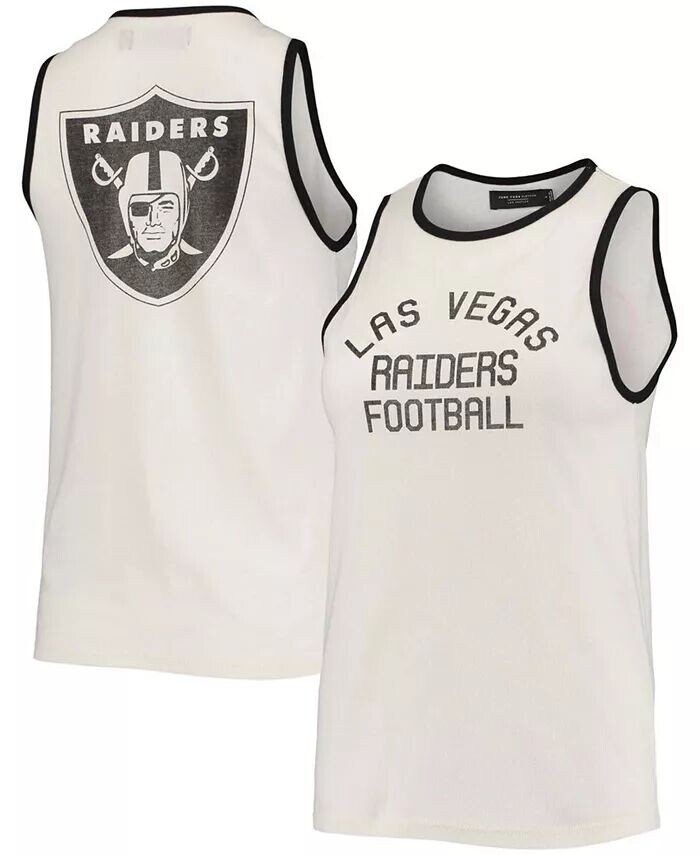 

Женская бело-черная майка с круглым вырезом Las Vegas Raiders Throwback в стиле поп-переплет Junk Food