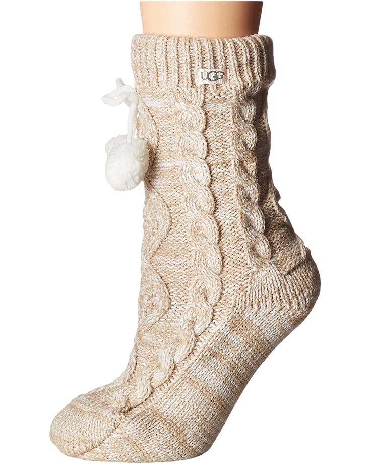 

Носки UGG Pom Pom Fleece Lined Crew Sock, кремовый