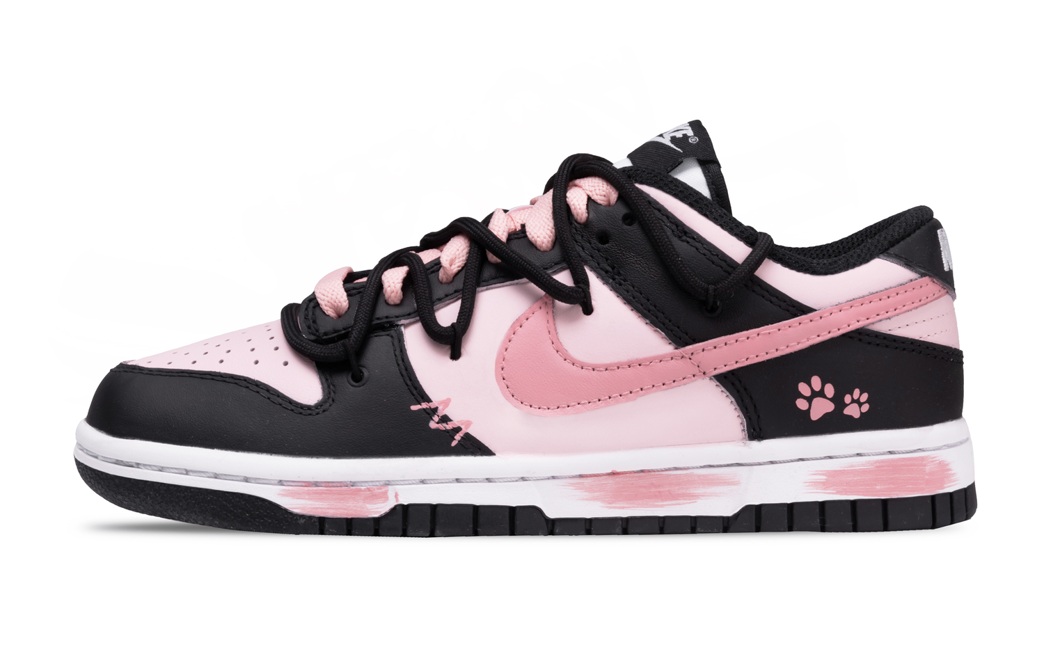 

Nike Туфли для скейтбординга Dunk Black Pink Cute Paw нескользящие легкие амортизирующие низкие детские Pink