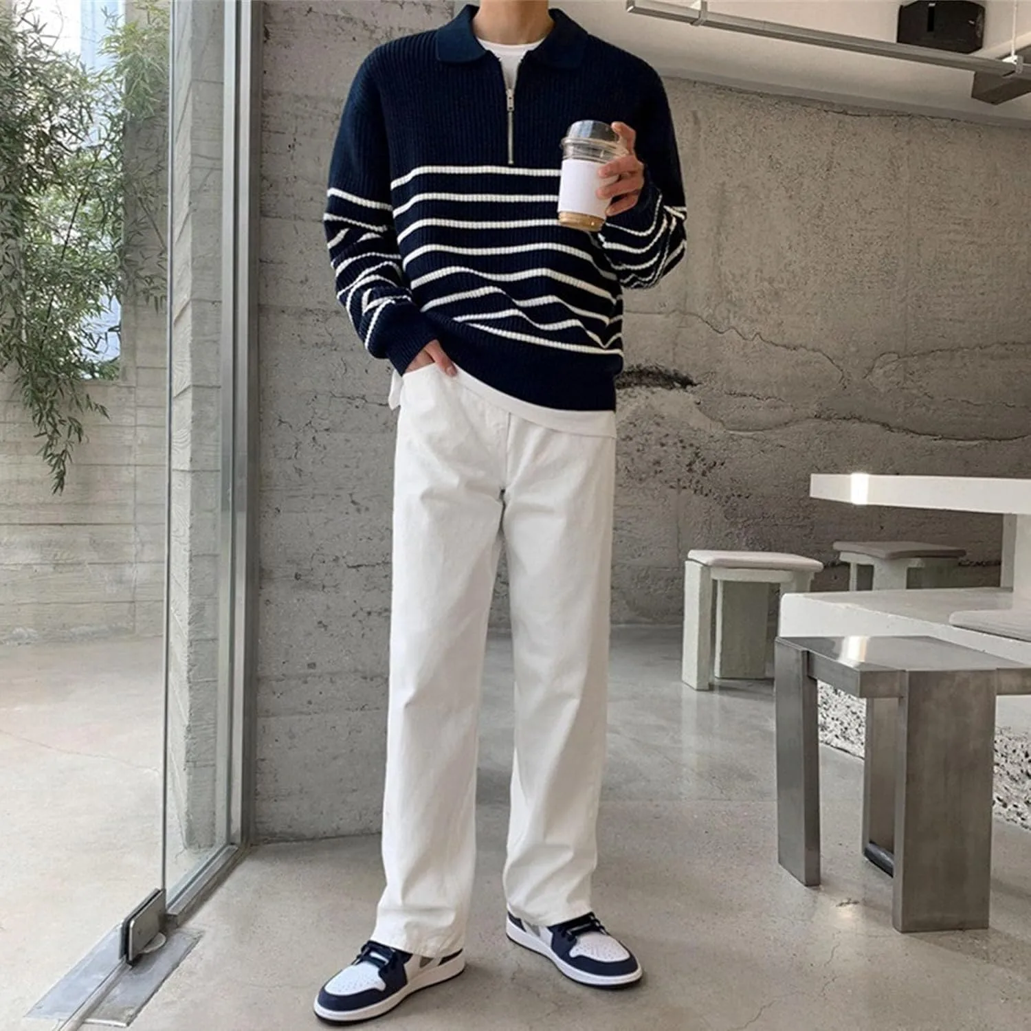 Свитер-поло для мужчин Slim Fit с воротником-стойкой — фото 2