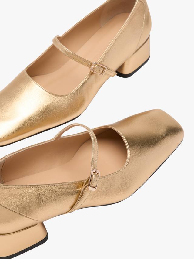 Туфли Ravensmoor Mary Jane с низким каблуком и заостренным носком Russell & Bromley, Gold — фото 3