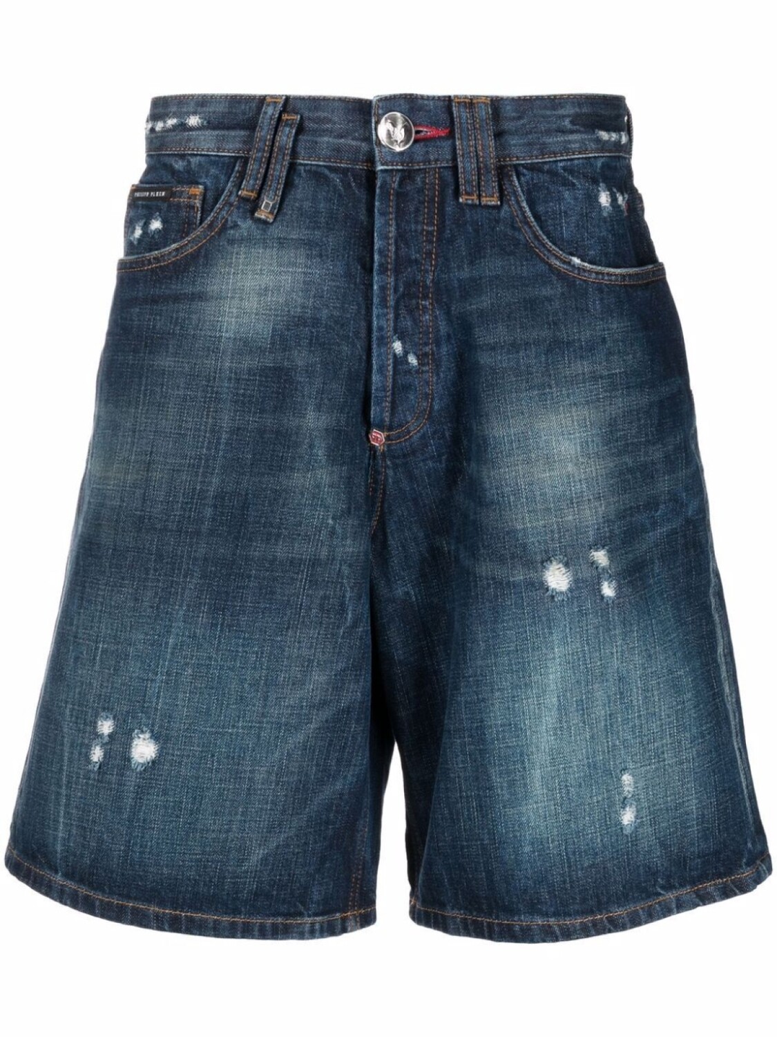 

Philipp Plein джинсовые шорты Destroyed Capri, синий
