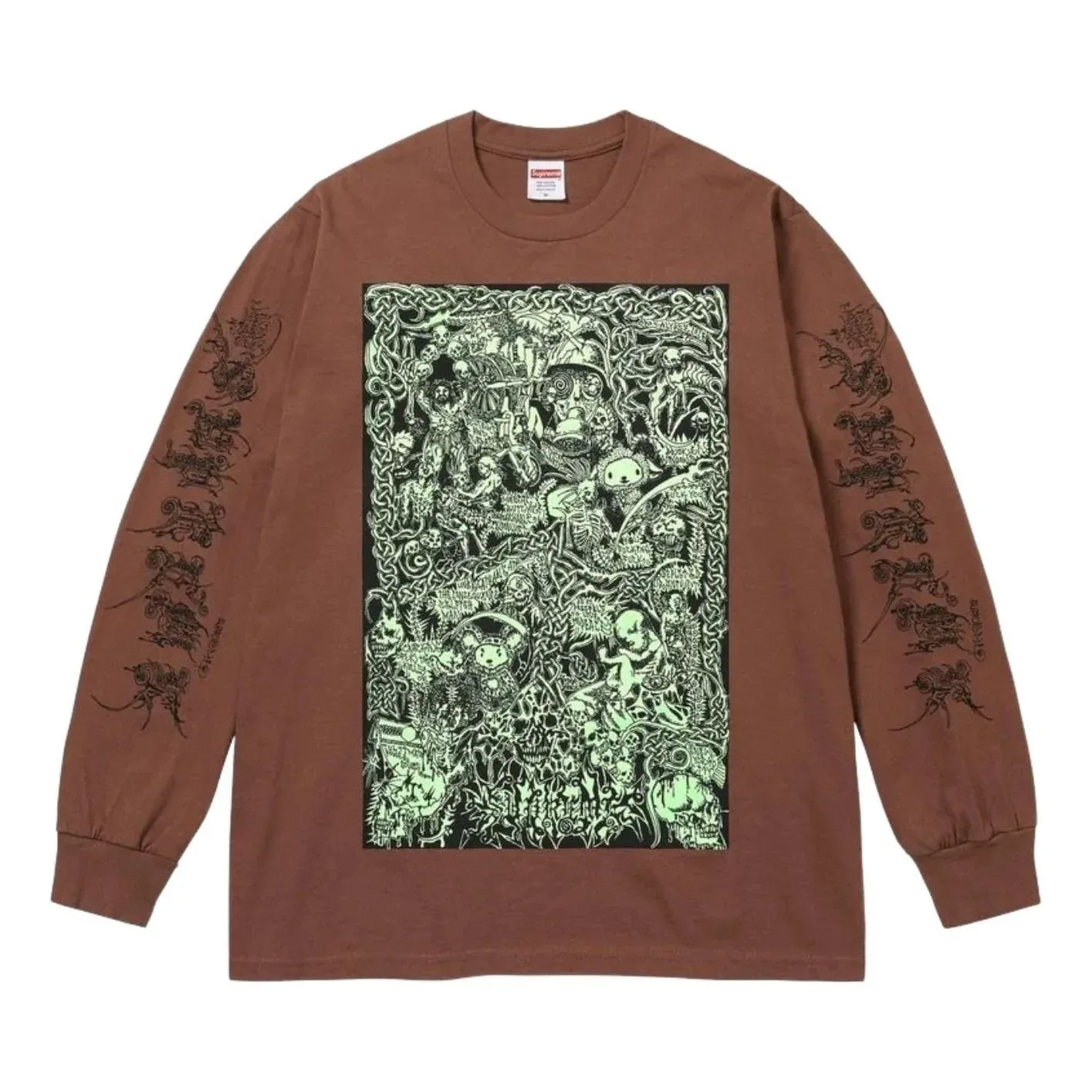 Футболка Supreme SS26 Wombat с длинными рукавами, коричневая
