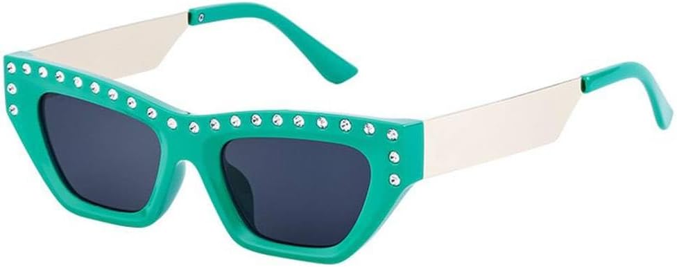 

Солнцезащитные очки «кошачий глаз» прямоугольной формы для женщин, роскошные, в стиле панк, в маленькой оправе, со стразами, модные очки для активного отдыха TKKTLLT, C10greengray