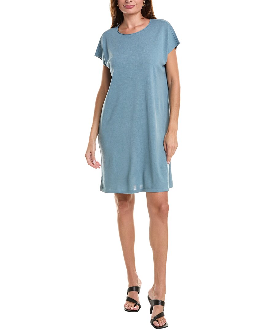 

Шерстяное платье-трапеция EILEEN FISHER с круглым вырезом, синий