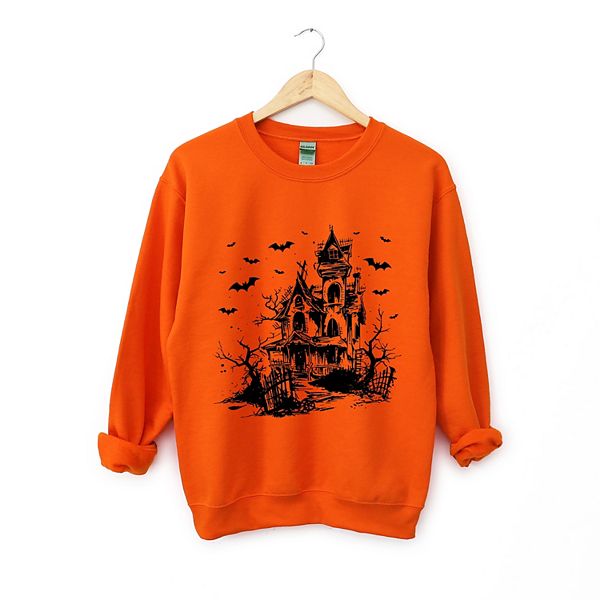 

Графический свитшот с домом с привидениями и летучими мышами Simply Sage Market, Зеленый, Графический свитшот с домом с привидениями и летучими мышами Simply Sage Market