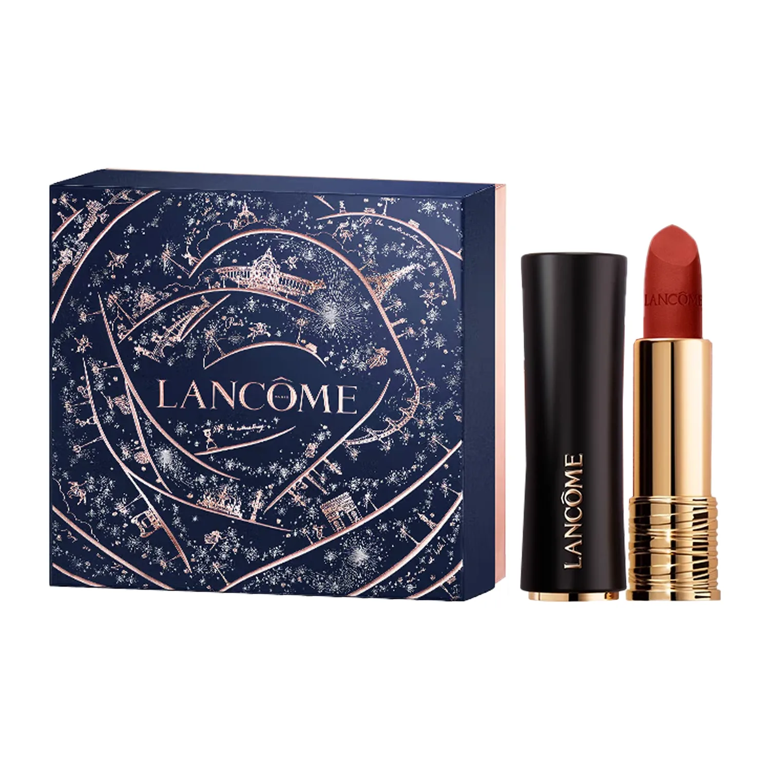 LANCOME Блеск для губ Pure Black Tube, матовый, Paris Night Box Limited Edition, 3,4 г, #196 Cinnabar Orange