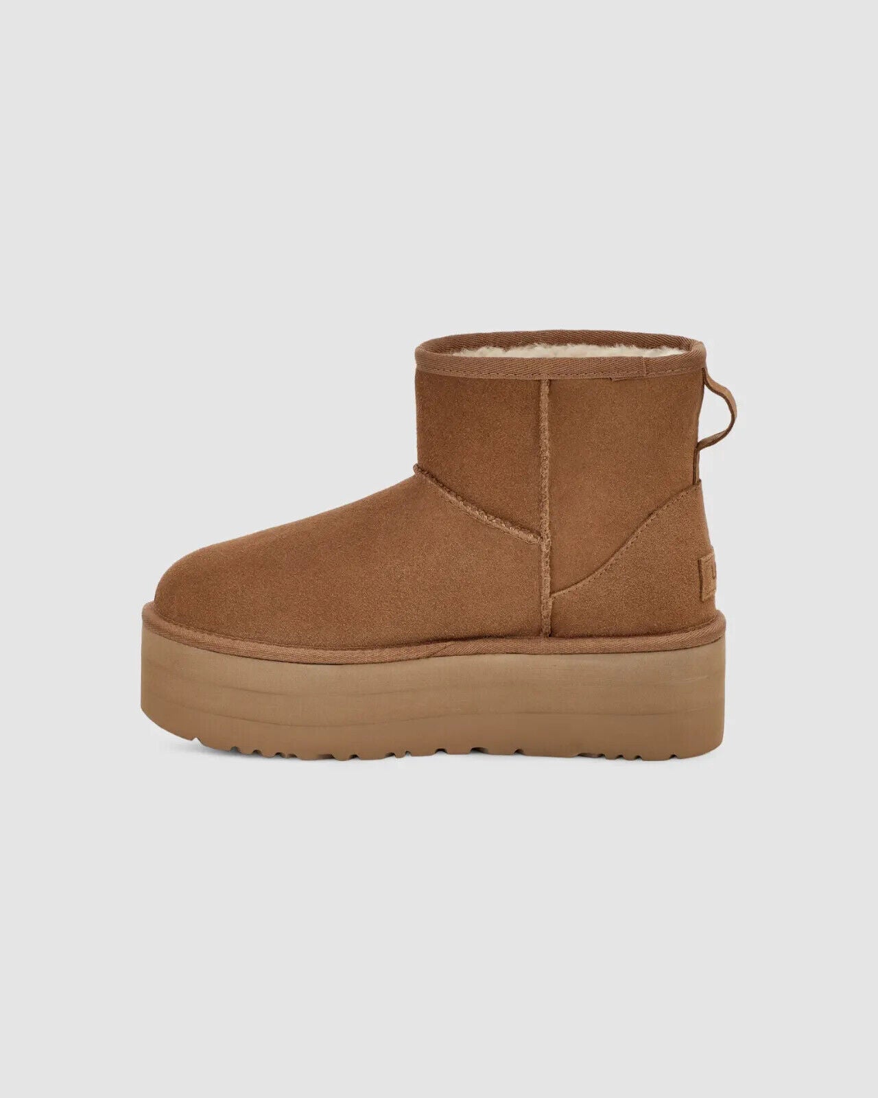 UGG Classic Mini Platform 1134991-CHE Женские каштановые замшевые удобные короткие сапоги, коричневый — фото 3