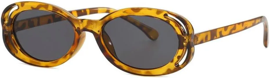 

Мужские солнцезащитные очки овальной формы 2026 года, стильные солнцезащитные очки с ажурной отделкой для женщин, леопардовый серый цвет MTZJH, One Color