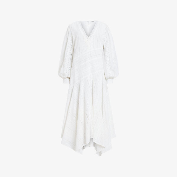 

Платье макси aviana broderie из органического хлопка Allsaints, белый