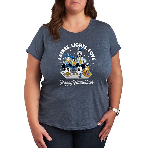 

Футболка Plus size с принтом "Latkes, lights, love" Disney, Heather Blue