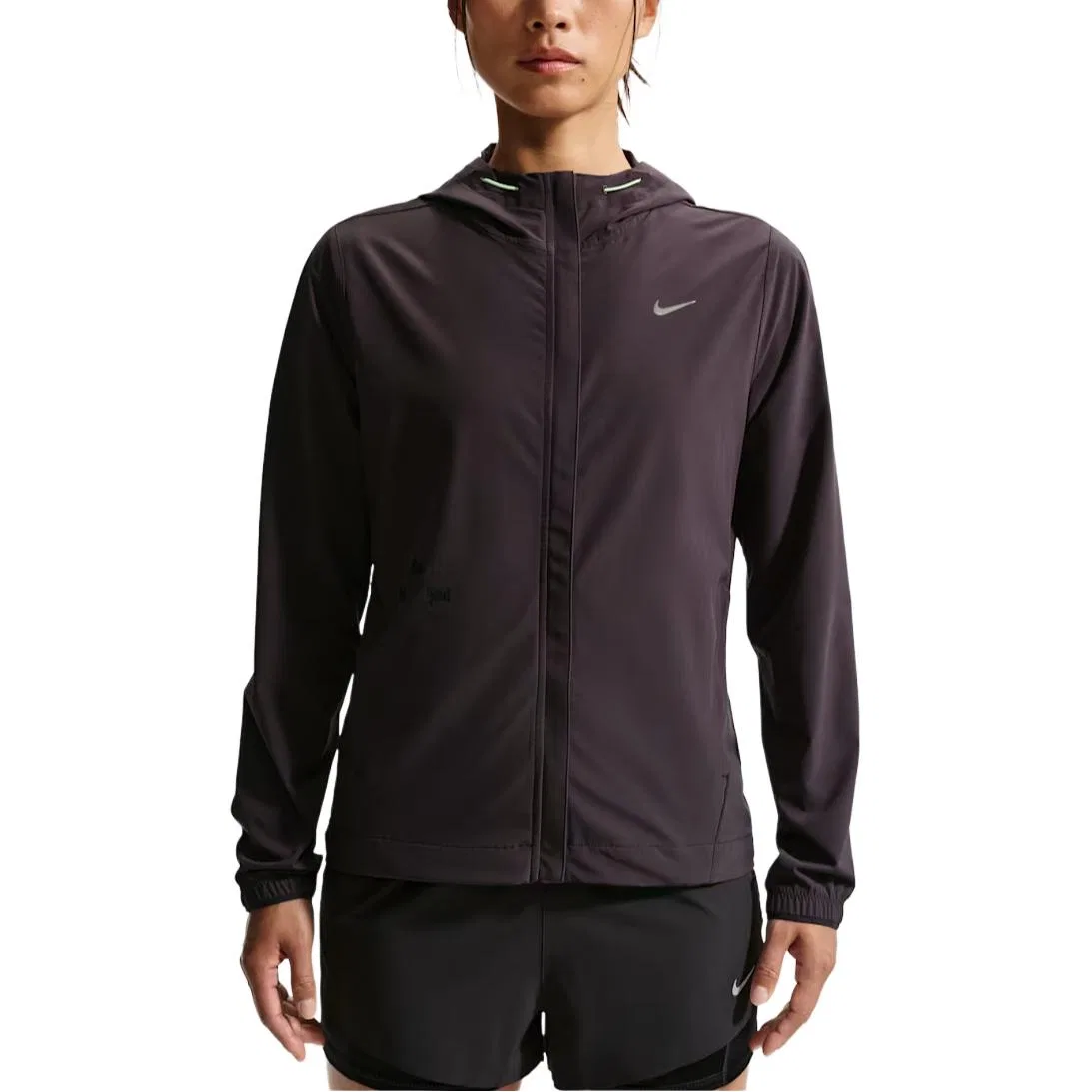 Куртка для бега женская Burgundy Gray с капюшоном Nike