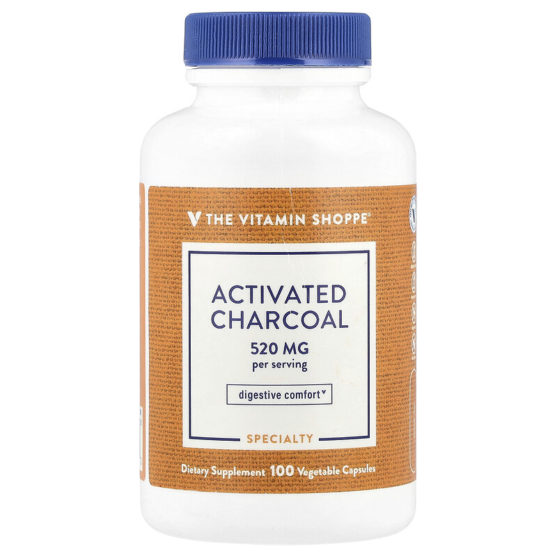 

The Vitamin Shoppe, Активированный уголь, 520 мг, 100 растительных капсул (260 мг на капсулу)