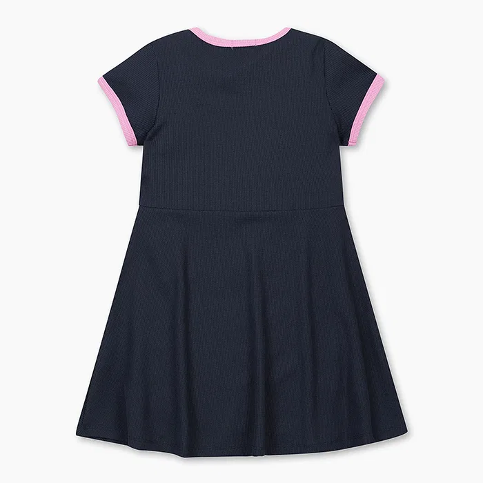 Детское вафельное платье-клёш тёмно-синего цвета от Benetton Kids — фото 2