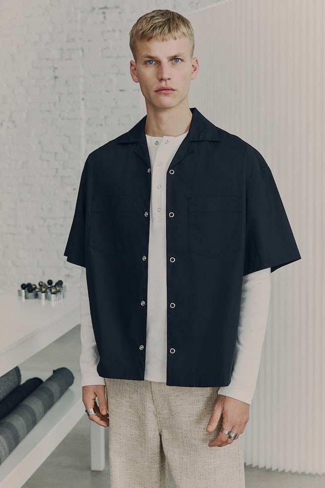 

Повседневная рубашка из хлопка пима H&M, черный