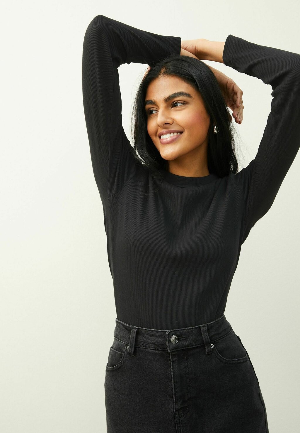 Футболка с длинным рукавом Crew Neck Next, черный — фото 3