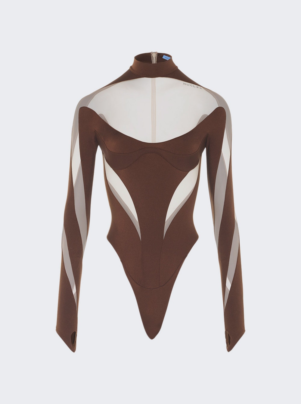 

Боди с прозрачными вставками Mugler, цвет chocolate and nude 01
