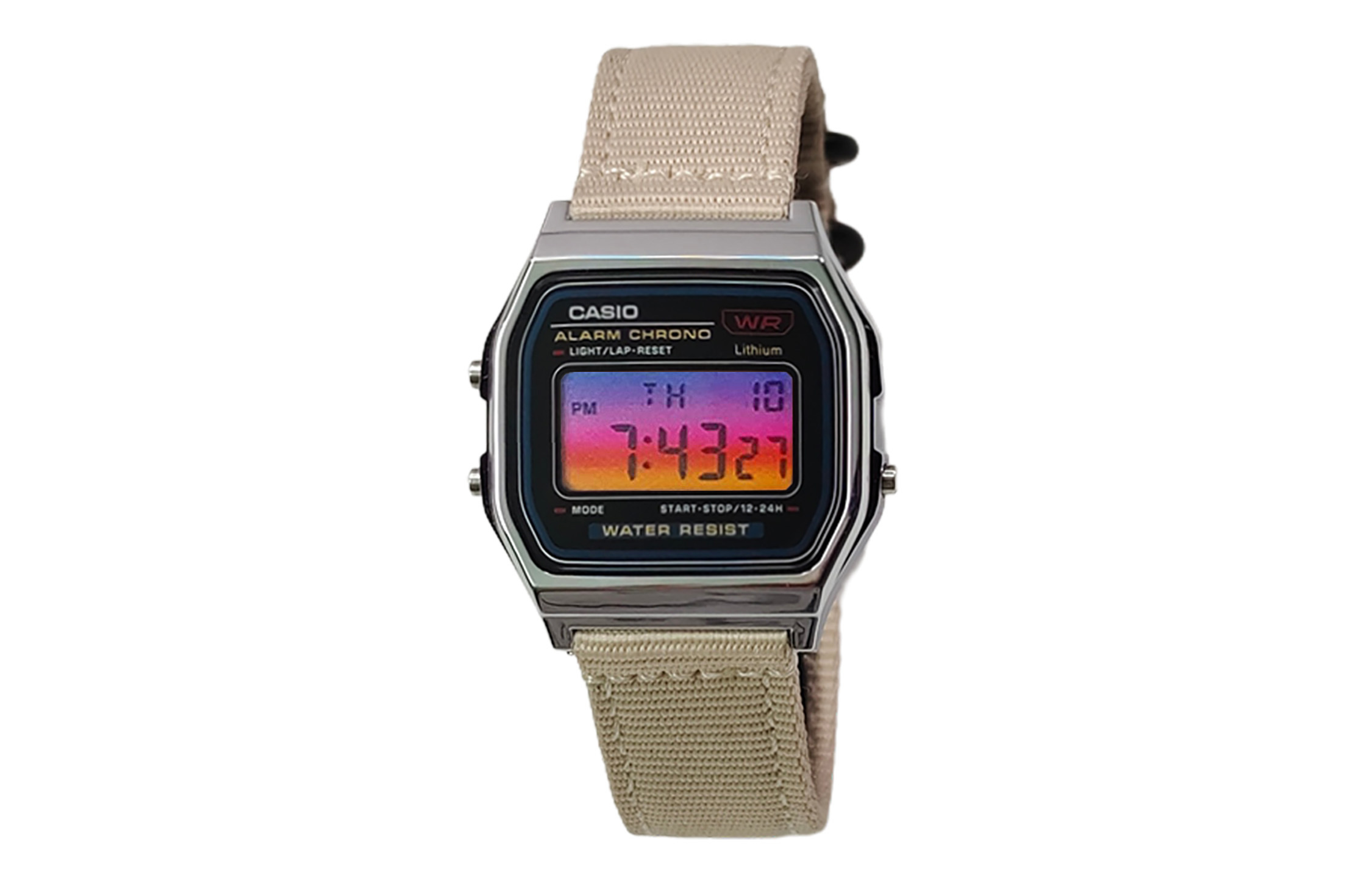 

CASIO Мужские часы Retrofit Series с кварцевым механизмом и нейлоновым ремешком, черный циферблат