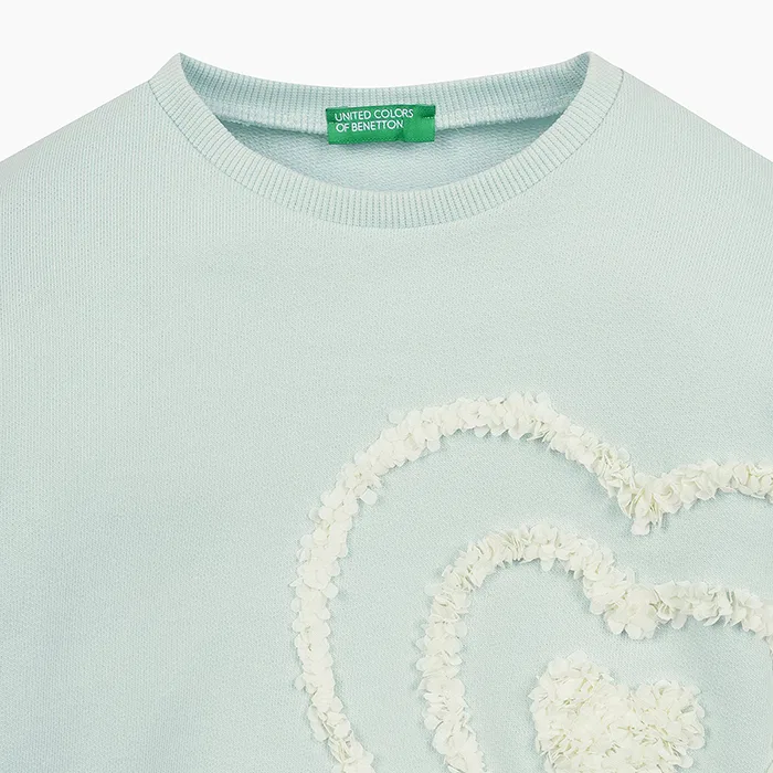 Детский светло-голубой свитшот с вышивкой от Benetton Kids — фото 3
