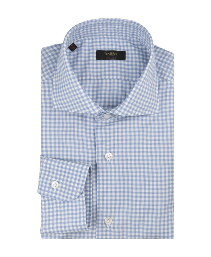 

Хлопковая рубашка в клетку синего цвета Barba, синий