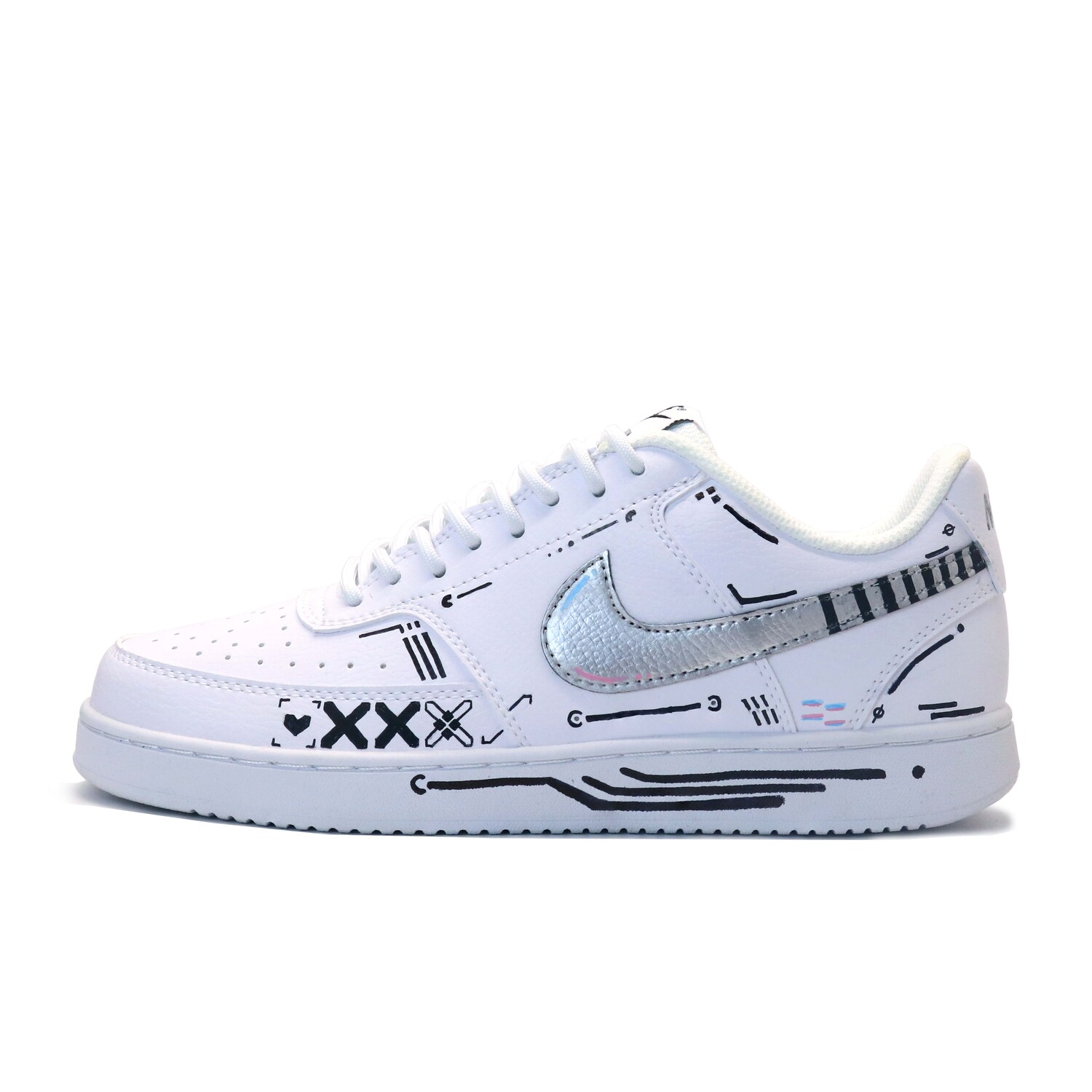 

Кроссовки Nike Court Vision 1 Skateboard Shoes Men Low-Top Black/White, Черный, Кроссовки Nike Court Vision 1 Skateboard Shoes Men Low-Top Black/White