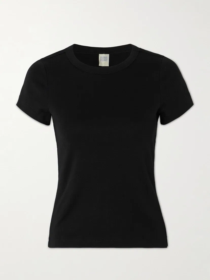 Футболка Car Baby Tee из рифленого органического хлопчатобумажного джерси FLORE FLORE, черный