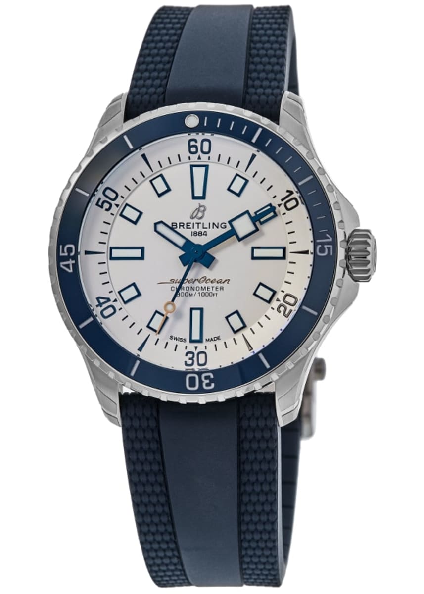 

Мужские часы Breitling Superocean Automatic 42 с серебристым циферблатом и резиновым ремешком A17375E71G1S1, серебряный