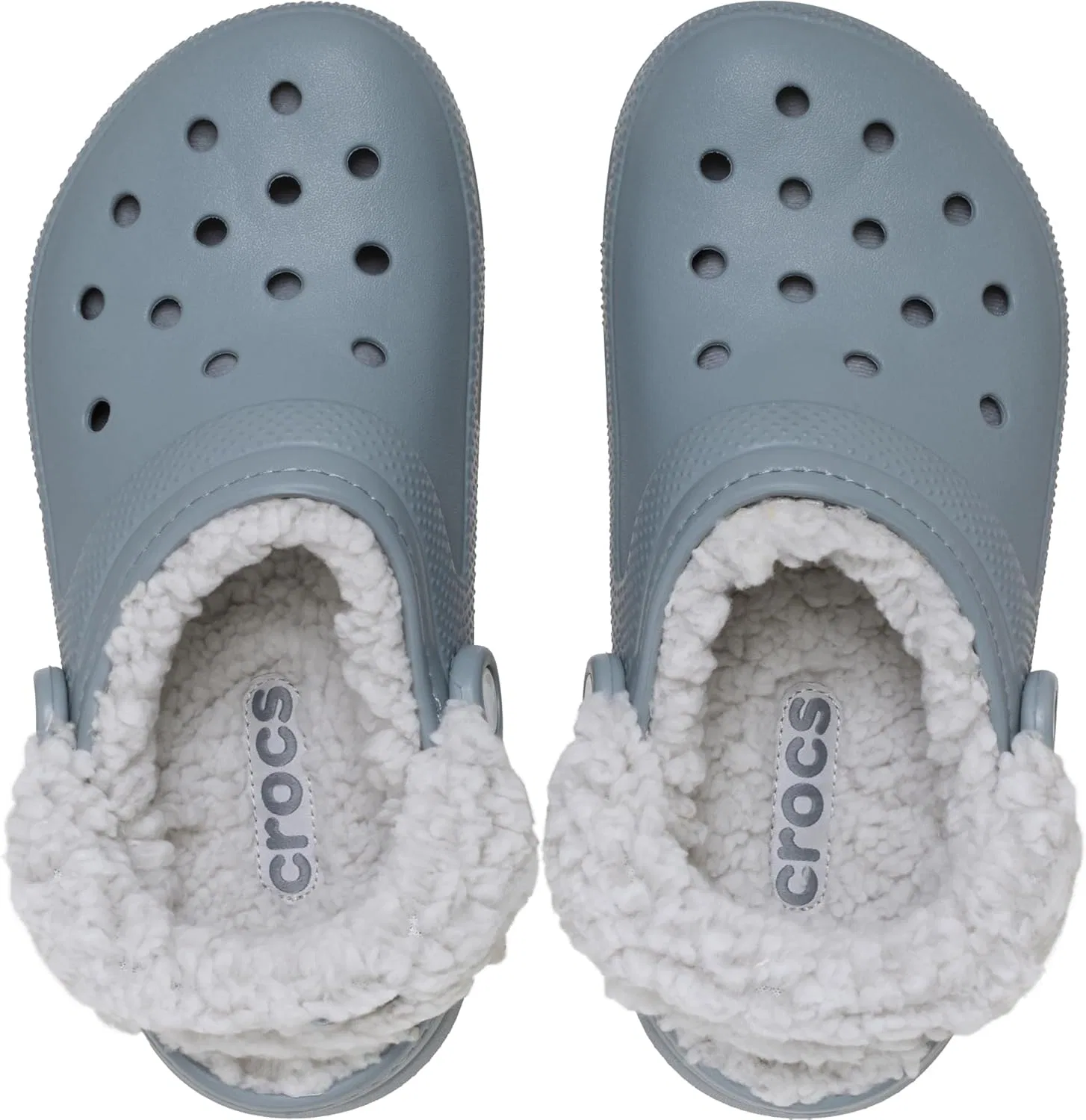 Мужские классические деревянные сабо Crocs на флисовой подкладке, Concrete — фото 4