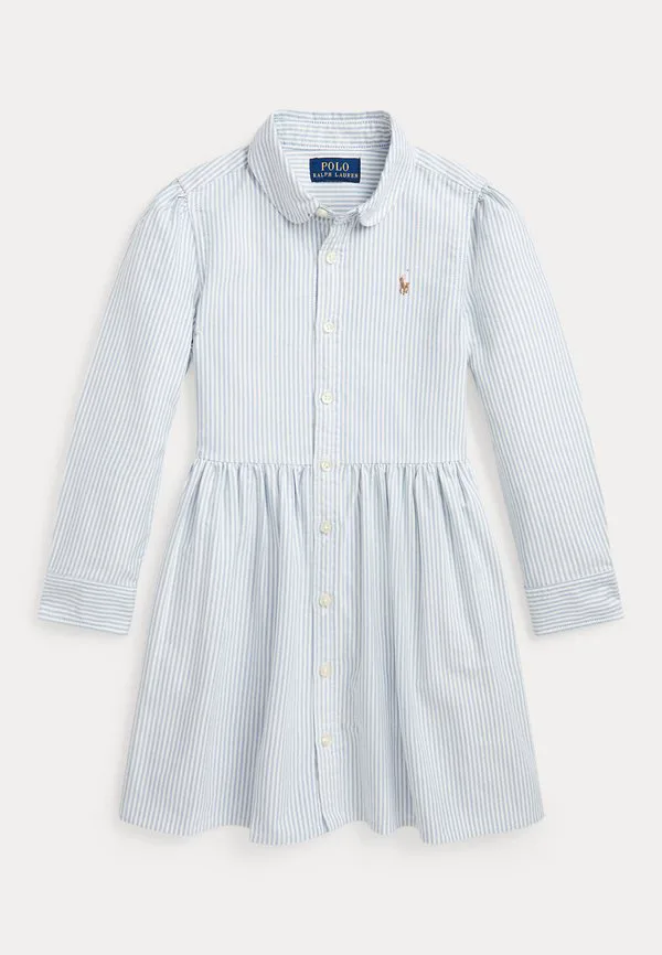 Полосатое хлопковое платье-рубашка оксфорд 714y Polo Ralph Lauren, Blue/White — фото 3