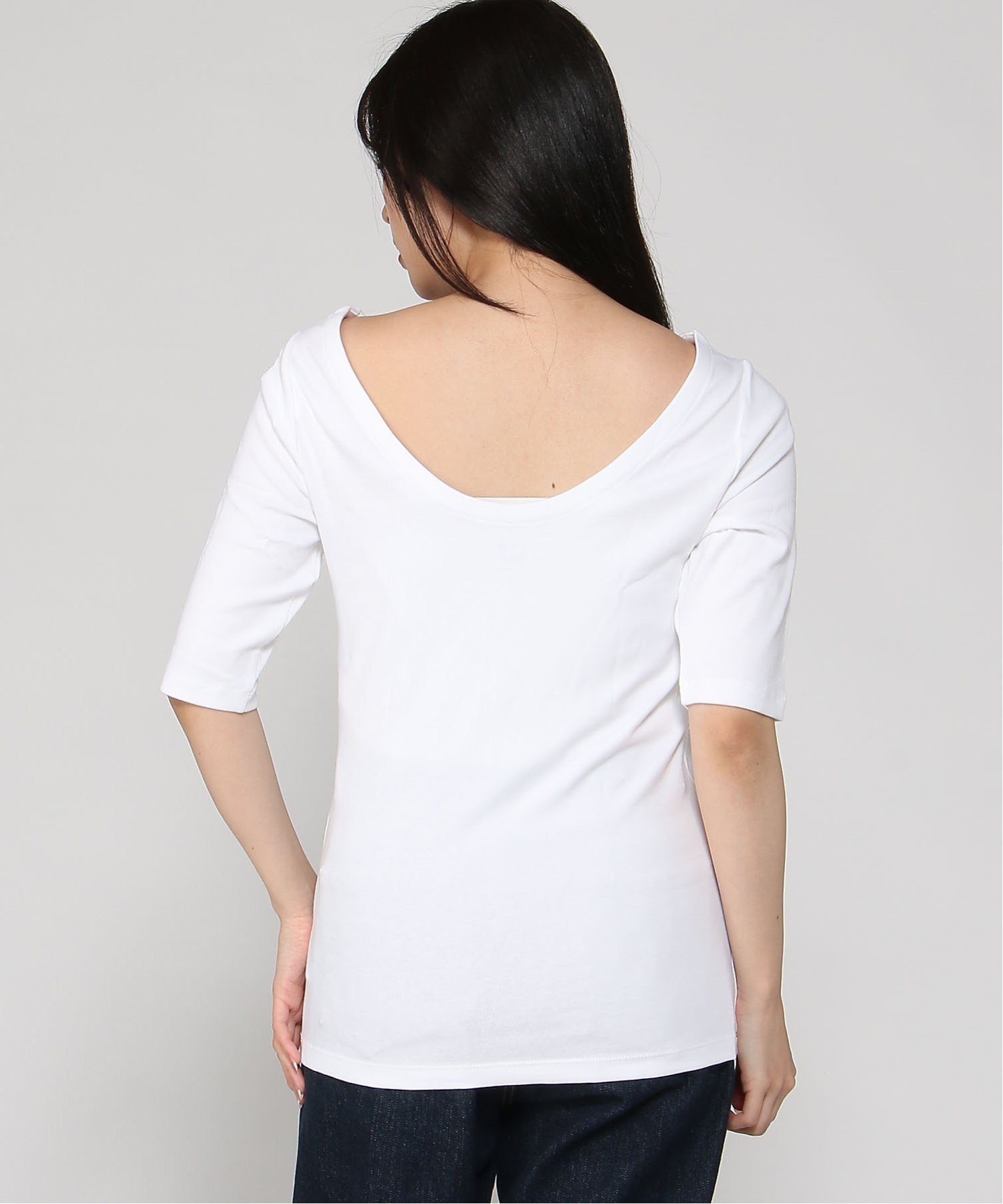 (W) Современная футболка с вырезом-лодочкой GAP, FRESH_WHITE — фото 4