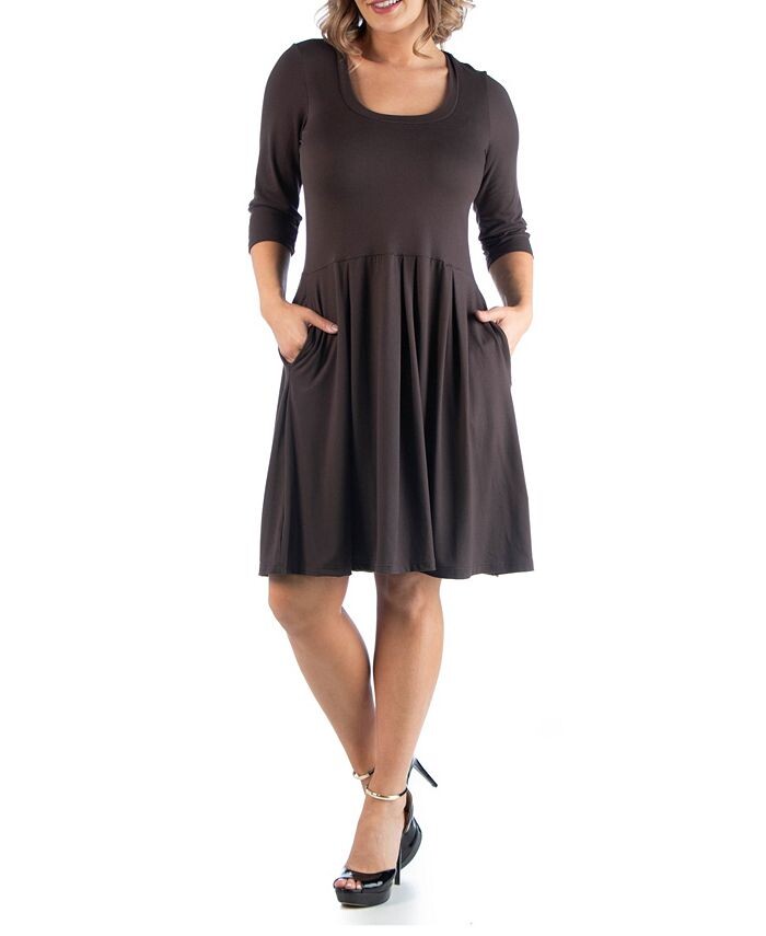 

Женское платье больших размеров с расклешенной юбкой 24seven Comfort Apparel, коричневый