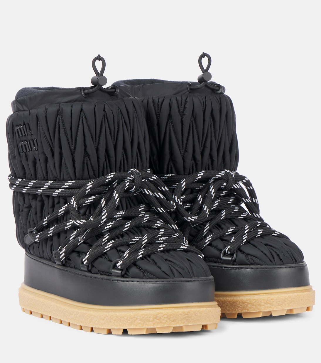 Зимние ботинки с логотипом matelassé Miu Miu, Nero