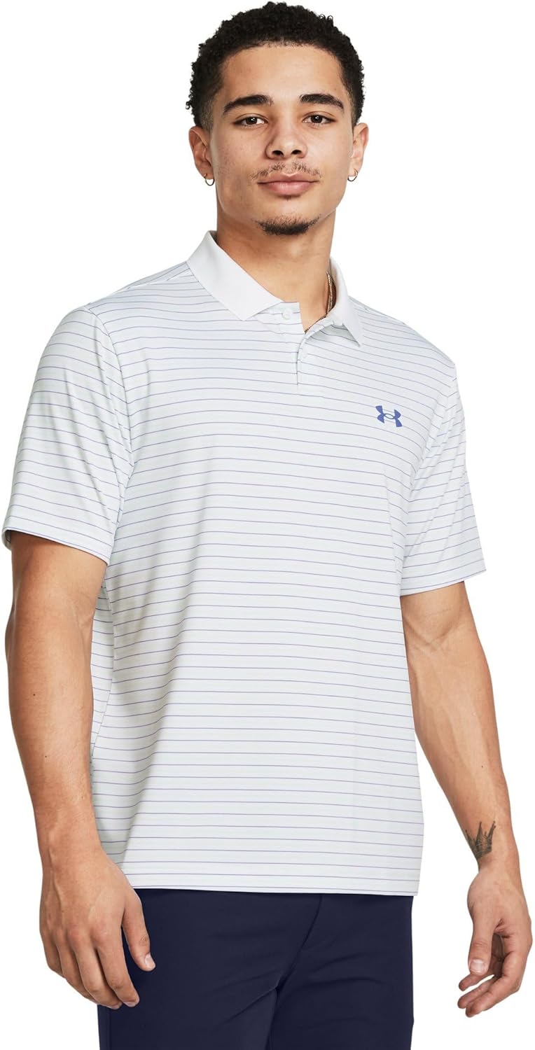 

Under Armour Unisex-Adult Men's Ua Matchplay Stripe Polo, White/Matrix Green/Starlight