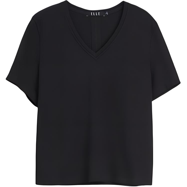 

Футболка женская V-образный вырез умеренный прямой крой ELLE, черный