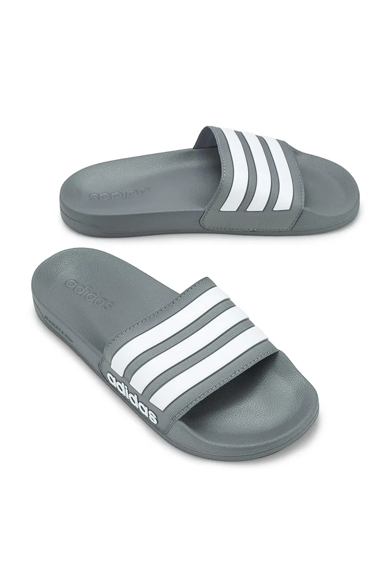 Шлепанцы для душа, модель Adilette, Adidas, белый/серый