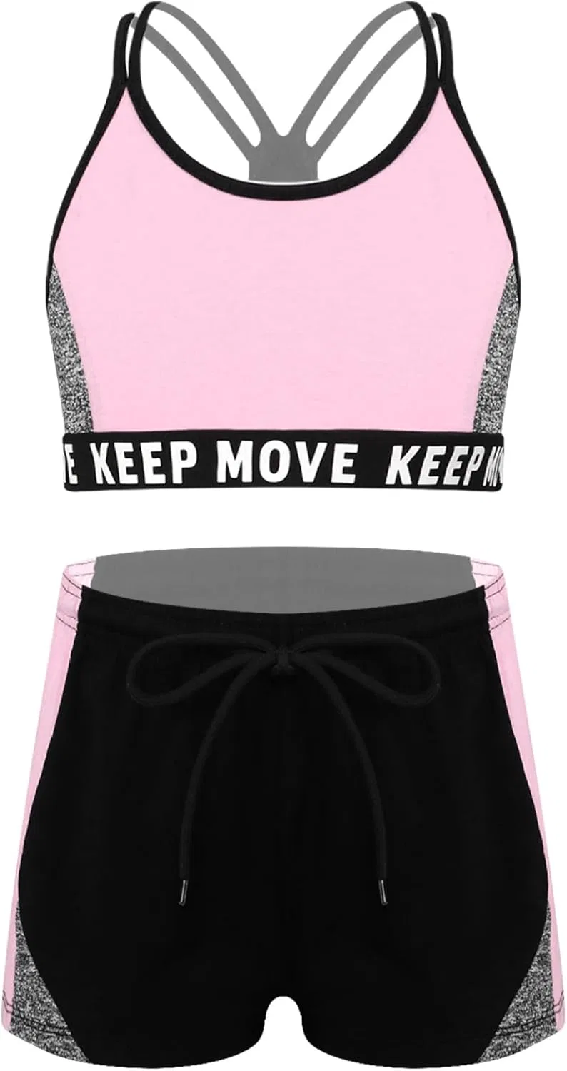 Детский спортивный костюм с принтом Loloda, топ и шорты, Light_pink