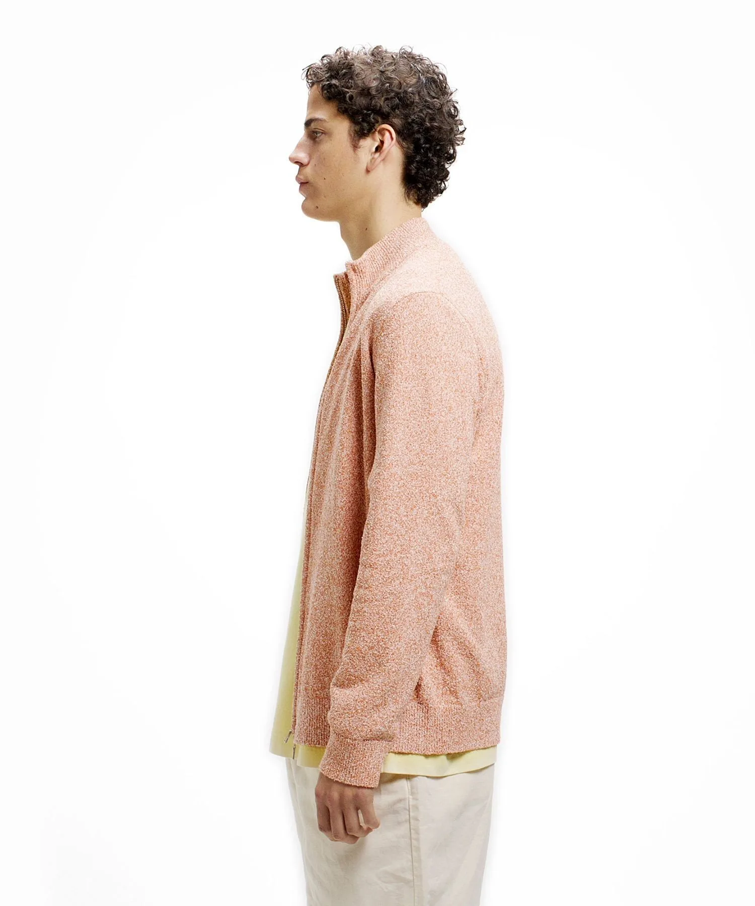 Вязаный кардиган из букле с застежкой-молнией LACOSTE, Orange — фото 4