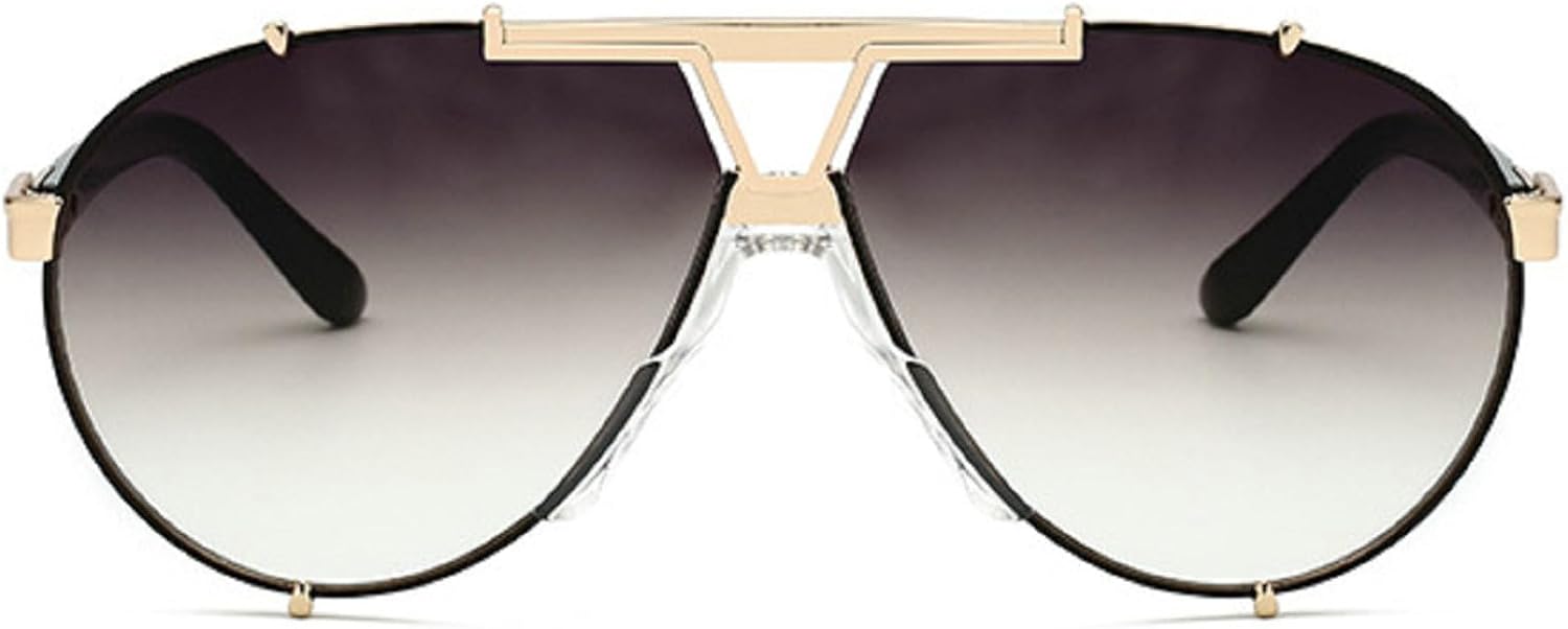 

Ретро-стильные солнцезащитные очки-пилот для женщин и мужчин, винтажные очки 90-х, стильные солнцезащитные очки в крупной металлической оправе, овальные очки mincl, Gray