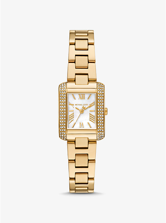

Миниатюрные часы с наждачной бумагой и паве из золота Michael Kors, золотой