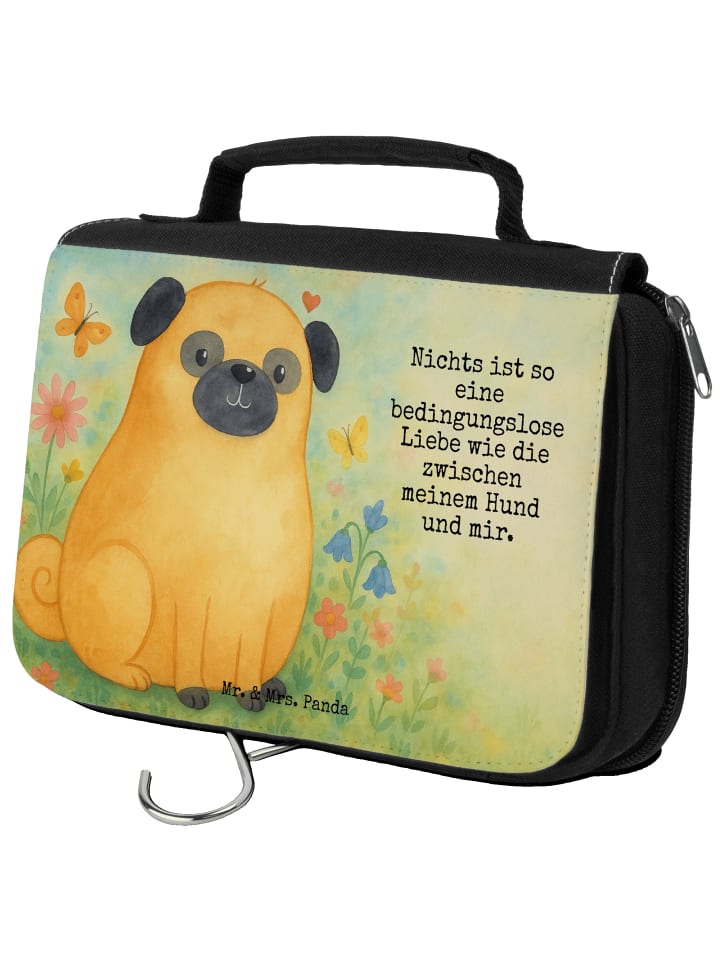 

Mr. & Mrs. Panda Косметичка с изображением мопса и надписью белого цвета